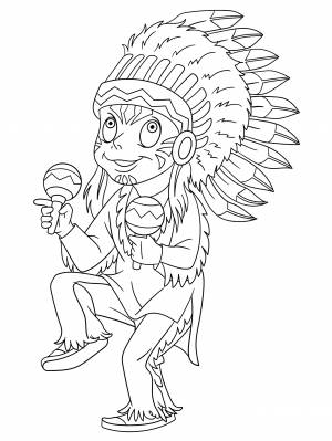 Раскраска Индеец с маракасами