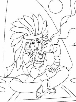 Раскраска Индеец  картинку