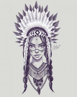 Индеец рисунок легкий