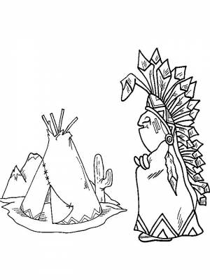 Раскраски Индеец   в формате
