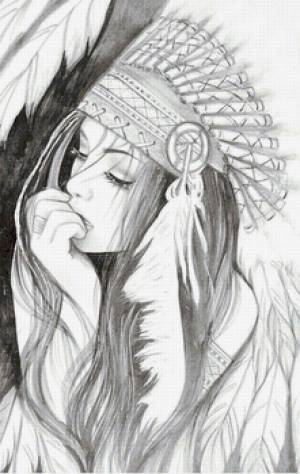 Индеец рисунок карандашом