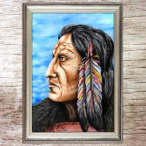 Иллюстрация Индеец в стиле академический рисунок, графика