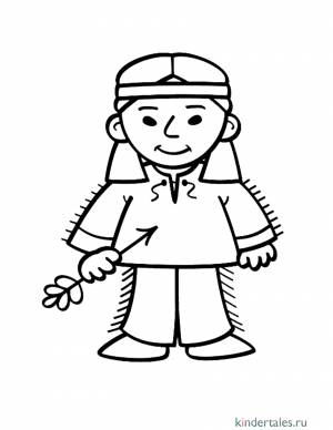 Индеец» раскраска для детей