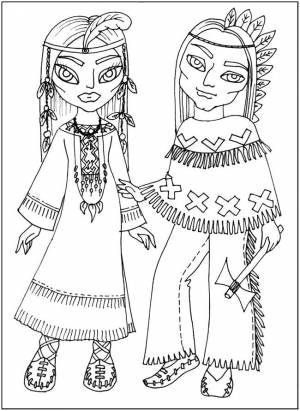 раскраски Национальные костюмы, одежда индейцев,   и  для малышей и школьников всегда беспл…