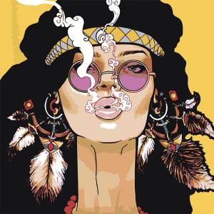 Z-AB150-80x80 Современный индеец Раскраска картина по номерам на холсте недорого