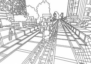 Раскраска Городок из Майнкрафта