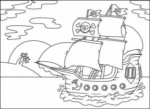 Раскраска Огромный пиратский корабль