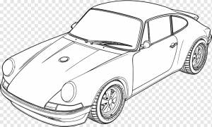 Porsche 911, Спортивный Автомобиль, Автомобиль, Транспортное средство, Автомобиль, Автомобиль повышенной комфортности, Книжка-раскраска,  для раскрашивания, Штриховая графика, Наклейка, png