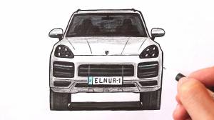 How to draw a Porsche car in stages