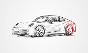 Вектор дизайна векторного эскиза автомобиля porsche 911