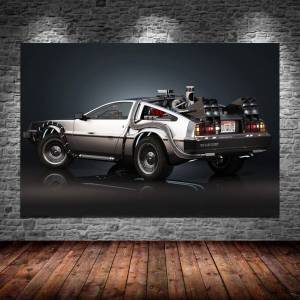 Назад в будущее классический автомобиль Delorean DMC-12 Настенная картина холст постеры и принты Декор для дома гостиной нерамка