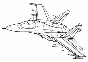 Раскраска Сверхзвуковой истребитель СУ-34
