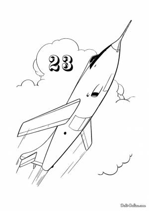 Раскраска Самолёт к 23 февраля