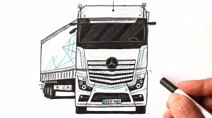 Как нарисовать грузовик Mercedes-Benz Actros