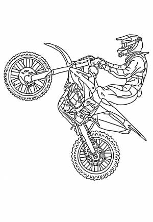 Раскраска Мотоцикл-Внедорожник Трюк