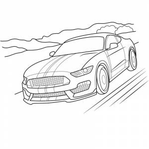 Раскраска Форд Мустанг на трасе