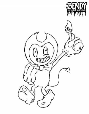 Раскраска Все главные персонажи игры Bendy and the Ink Machine