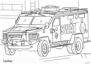 Раскраска Полицейская грузовая машина