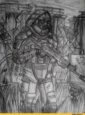 Сталкер рисунок карандашом