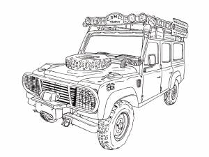 Camel Trophy Land Rover Defender 110 Ink Drawing