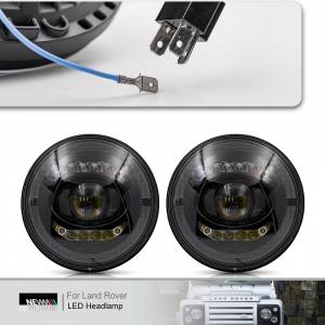 Для Land Rover Defender 90 Range Rover County Classic LED Halo Фары DRLs Canbus 7-дюймовый Дальний и ближний свет DLRs