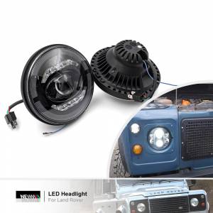 Для Land Rover Defender 90 Range Rover County Classic LED Halo Фары DRLs Canbus 7-дюймовый Дальний и ближний свет DLRs