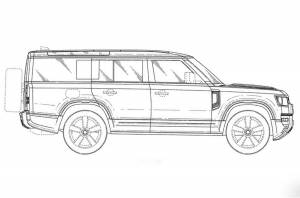 Удлиненный Land Rover Defender 130 раскрыли на патентных изображениях
