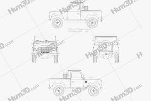 Land Rover Defender 90 pickup 2011 Чертеж