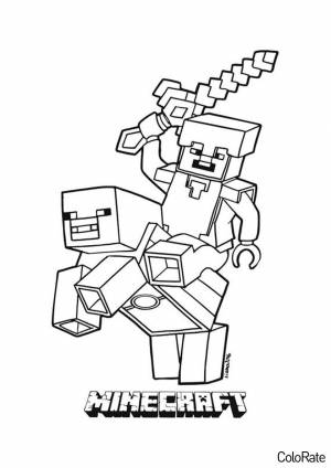 Раскраска LEGO Стив в броне