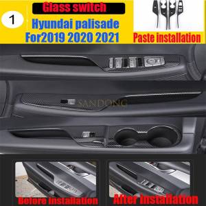 Для 2019 2020 2021 Hyundai palisade стеклоподъемник из углеродного волокна рисунок декоративный стикер для интерьера Защита от царапин