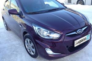 Hyundai Solaris 2012 замена и покраска переднего бампера, замена и покраска заднего левого крыла в Екатеринбурге