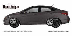 Hyundai Solaris 2013 покраска дисков от BMW 7 серии цвет серое окно