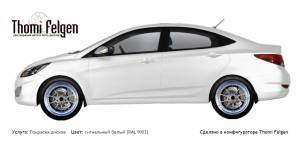 Hyundai Solaris 2013 покраска дисков BBS цвет сигнальный белый