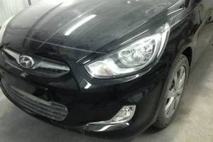 Hyundai Solaris 2012 замена и покраска передней левой двери, порога, переднего бампера, ремонт и покраска переднего левого крыла и задней крышки багажника 20130301