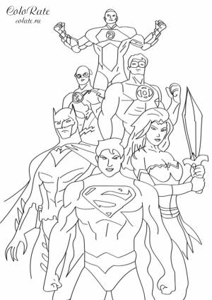 Раскраска Герои DC Comics