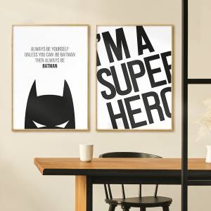 Набор постеров 28 картин Бэтмен супер герои рисунок 70x50 см, 2 шт, в тубусе без рамы из фильма по цене 1460 ₽