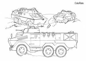 Раскраска Военные машины