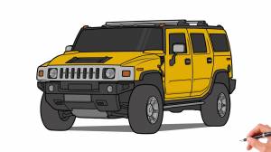 Как нарисовать машину Хаммер Х-2