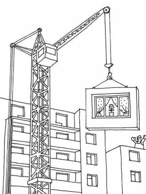 Раскраски Подъемный кран   в формате