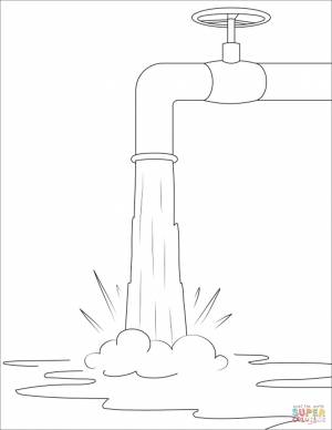 Раскраска кран с водой