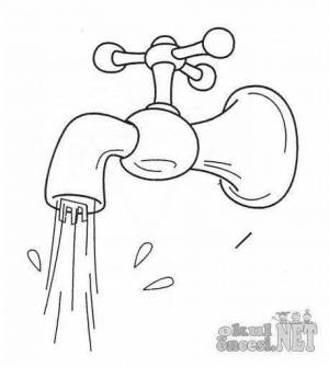 Раскраски Кран с водой
