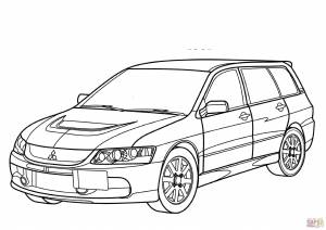 Раскраска Спортивный автомобиль Mitsubishi Lancer Evolution Wagon GT