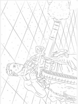 Раскраска Терминатор картинка на листе  для мальчиков