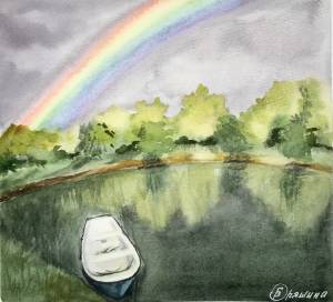 Рисунок акварелью дождь