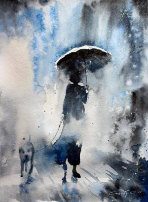 Иллюстрация Дождь в стиле другое, портрет