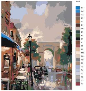 Картина по номерам, Живопись по номерам, набор для раскрашивания, раскраска 40 x 50, BH21, Акварель, дождь, городской пейзаж, вечер, машины, здания, кафе