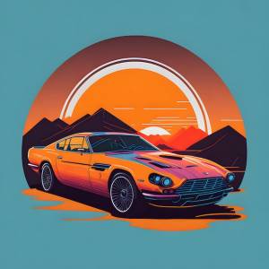 Фото рисунок классического автомобиля со словами dodge challenger спереди