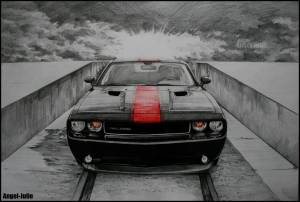 Рисунок Dodge Challenger Красная линия