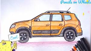 How to draw a car crossover Renault Duster Renault Duster 2021 just with pencils