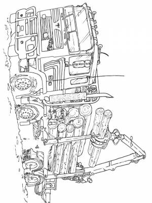 Картинка Лесовоз раскраска на листе  для мальчиков